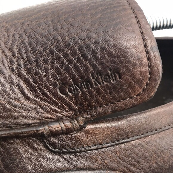 Calvin Klein Michael Brown Leather Driving Loafer Moc Toe Slip On Shoe Men's 12M - Picture 10 of 11